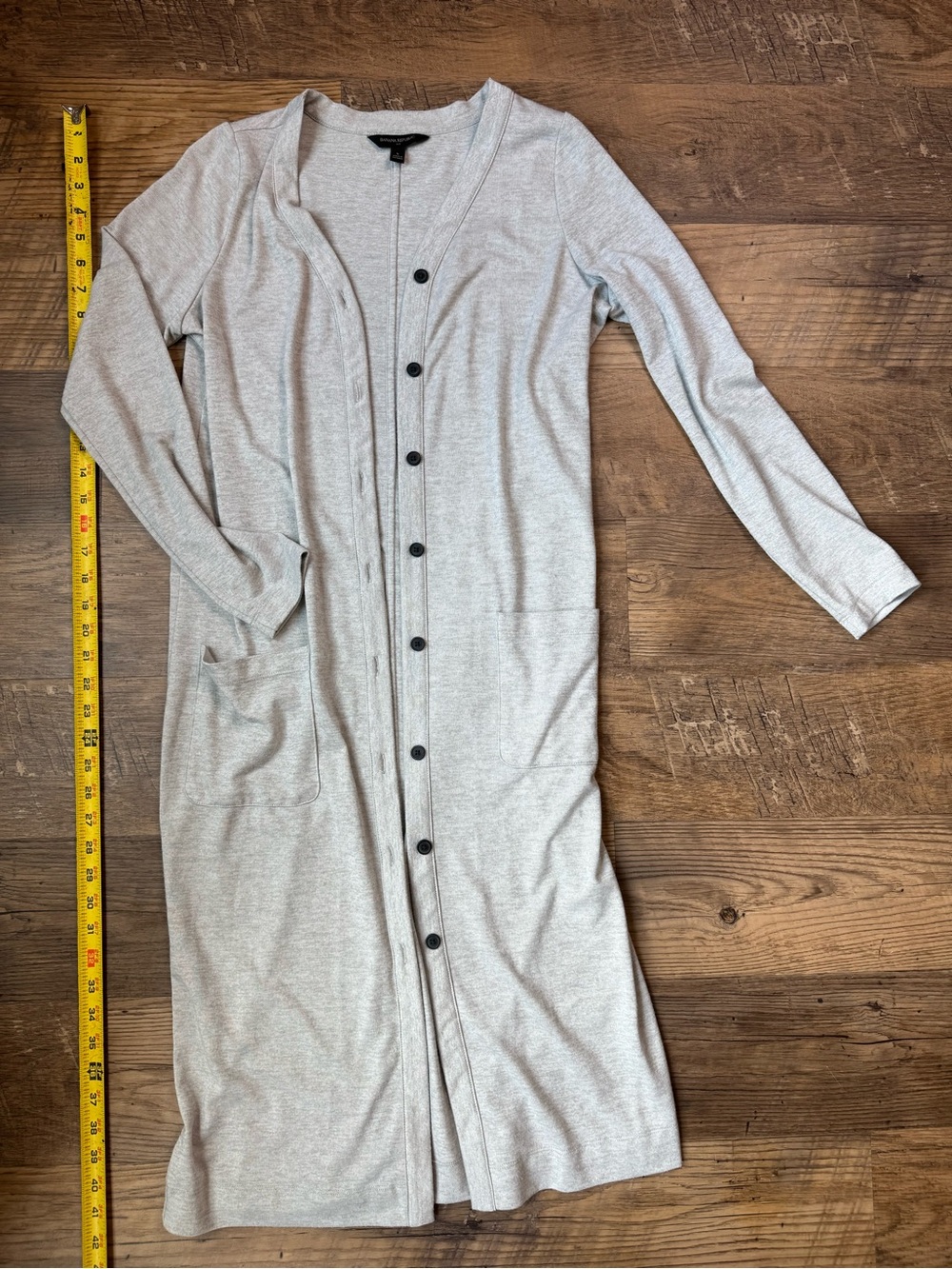 Banana Republic Light Gray Long Button-Front Cardigan